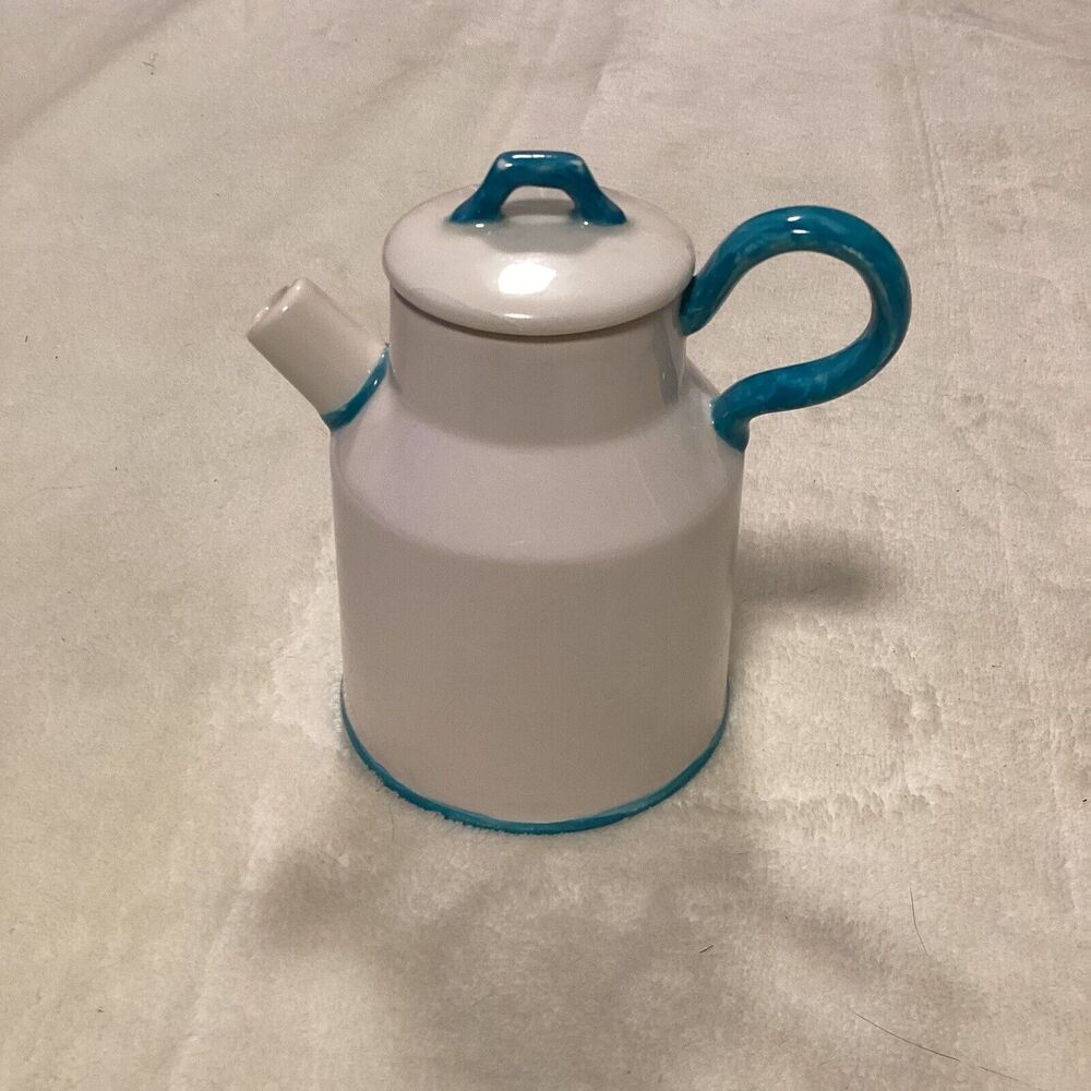 Vintage 1974 Studio Art Ceramic Creamer Pitcher W/Lid Artist R.G. Farmhouse 70s